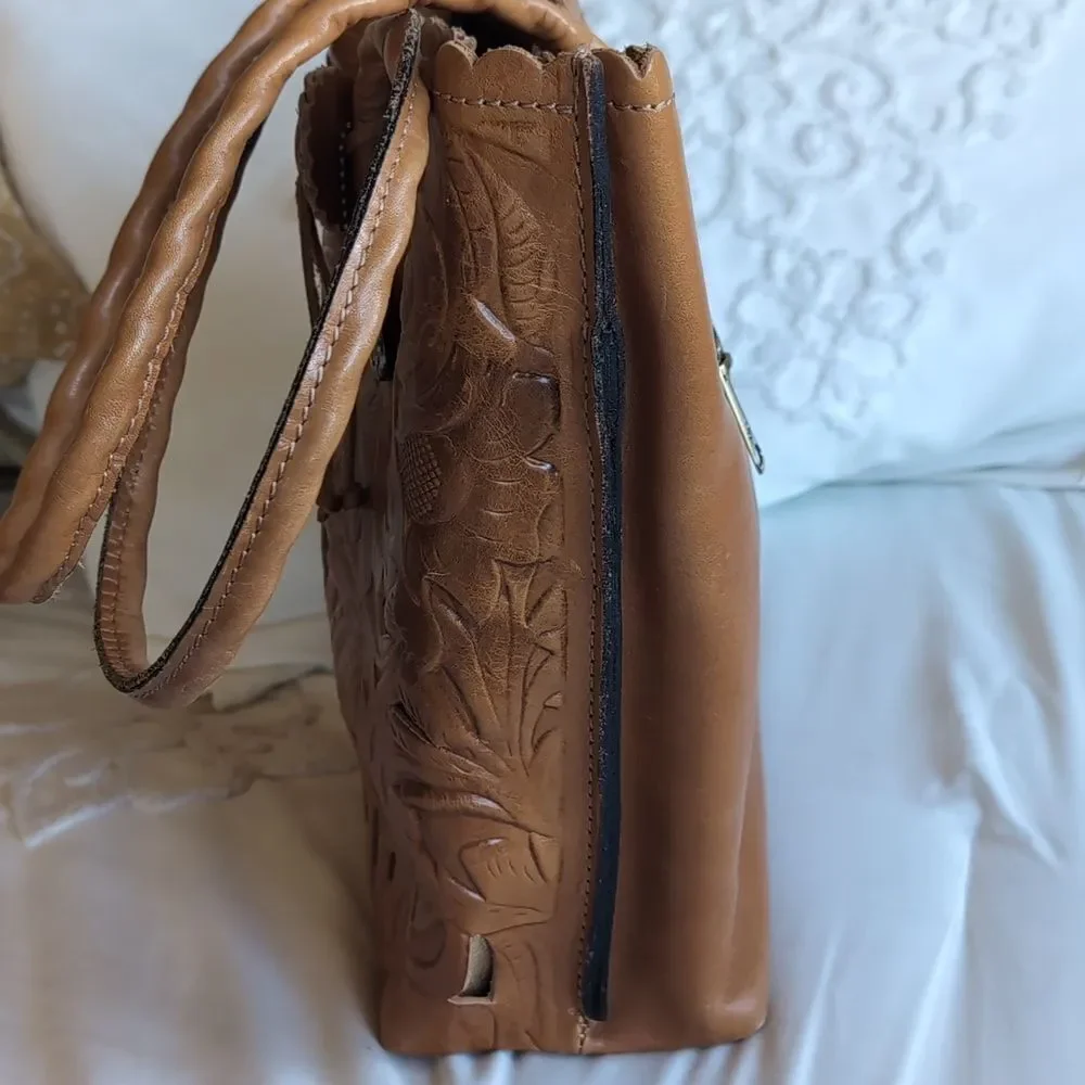Patricia Nash Adeline 10th Edition  Hand Cutout Tooled Leather Tote Bag 🤎